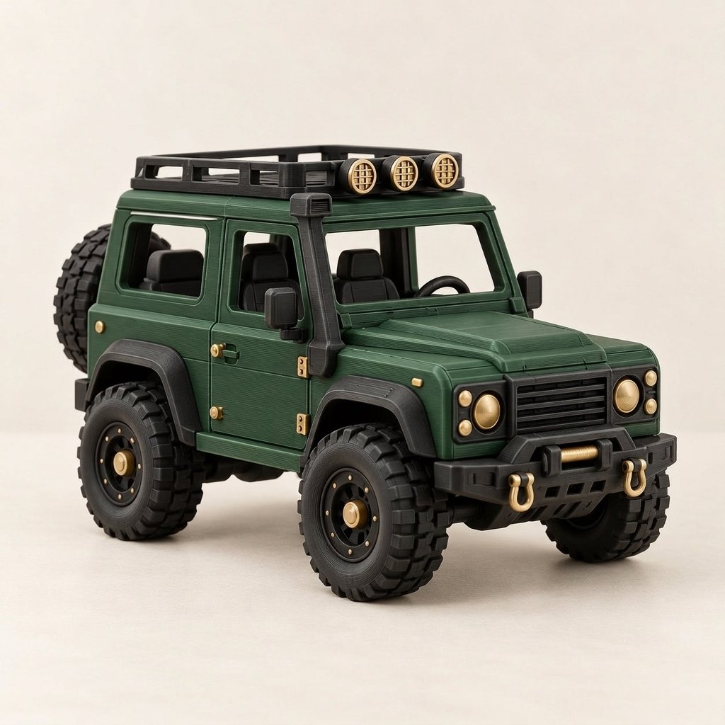 Miniatura off-road verde impressa em 3D